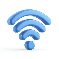 Poster - Modern 3D blue WiFi icon, smooth and bright, isolated on white background to symbolize wireless internet connection clearly, useful for technology, communication, and network-related visuals