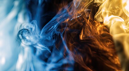 Poster - abstract smoke swirls of blue and gold