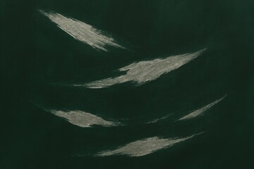 Poster - Abstract artwork features silver brush strokes on dark green background creating a dynamic and modern aesthetic