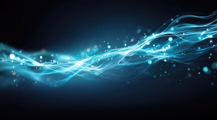 Poster - abstract ethereal waves of light flowing across a dark background