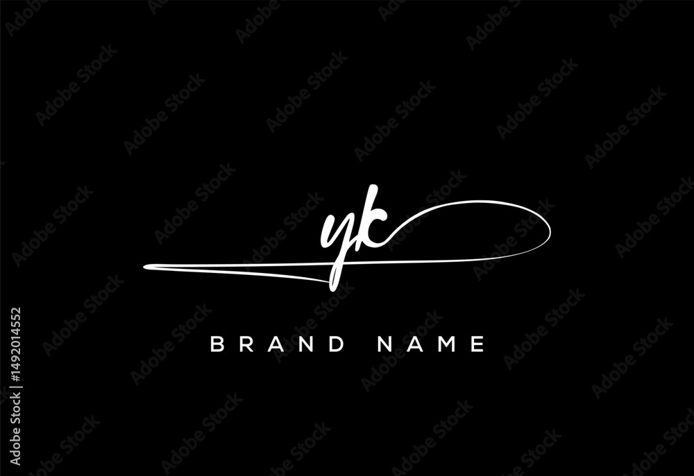 YK letter beauty handwriting vector logo.