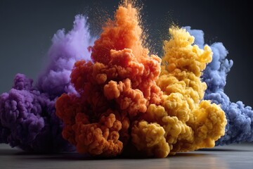 Poster - Colorful ink explosions on a dark background
