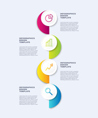 Poster - Vertical infographic template. Four steps or processes with business icons and space for data
