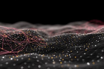 Poster - Abstract digital landscape of interconnected data points
