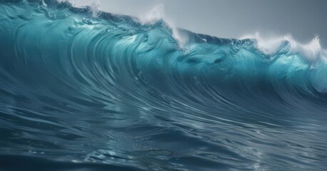 Fototapete - Abstract blue water wave texture, dynamic ripples and crests , marine, foam, curl