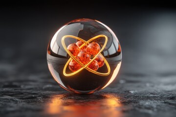 Poster - a transparent sphere, showcasing an atom's core