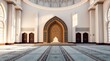 © BONDET LUCKY - Serene interior of a prayer hall with elegant arches, ornate doorways, and patterned carpet.