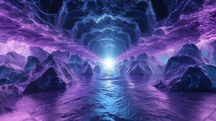 Poster - Dynamic Purple Blue Grainy Gradient Abstract Background for Futuristic Loop Animation