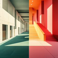 Poster - architectural symmetry and light: an intriguing architectural marvel, meticulously captured to showc