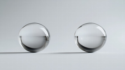 Poster - optical spheres: two clear glass spheres are placed with meticulous attention to detail, showcasing 