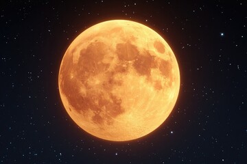 Wall Mural - full orange moon on starry night