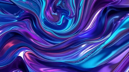 Poster - Vibrant Abstract Background with Swirling Liquid Metal in Blue and Purple Hues