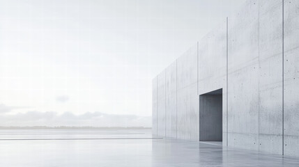 Poster - minimalist architectural exterior: a striking image of a sleek, modern building facade, showcasing c
