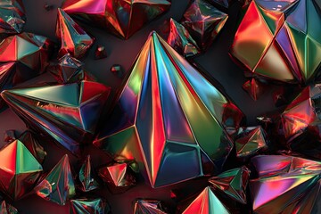 Poster - abstract iridescent polygonal forms