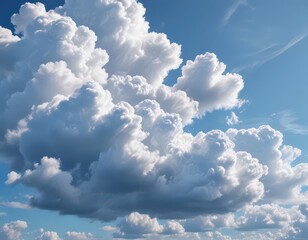 Wall Mural - Vast expanse of clear blue sky dotted with fluffy white cumulus clouds,  outdoor,  aerial,  weather