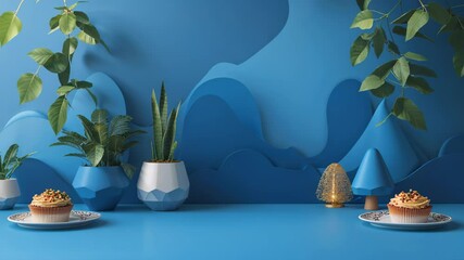 Poster - Beautiful Blue Aesthetic Background for Stylish Wallpaper, Web Design, and Social Media Graphics