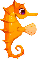 Fototapete - Cartoon underwater font seahorse letter F. Aquatic life creature English typeset symbol, underwater wildlife isolated vector ABC alphabet element or sea nature animal latin font letter