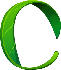 Fototapete - Tree green leaf font letter C. Environment clean ecology typeset symbol, tree foliage cartoon isolated vector kids ABC typeface element. Nature plant latin type sign or English alphabet font letter