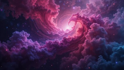 Wall Mural - Vibrant Cosmic Swirl of Colorful Clouds and Stars Creating a Mystical Galaxy Atmosphere