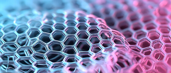 Poster - Abstract Hexagonal Structure With Pink And Blue Hues