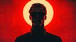© Tania - Silhouette of young caucasian male in sunglasses against vibrant red background