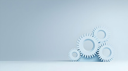 Poster - Light Blue Gears Abstract Geometric Composition