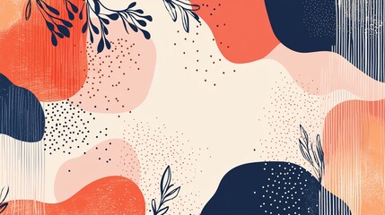 Leinwandbilder - Abstract Botanical Composition with Organic Shapes in Pastel and Dark Tones