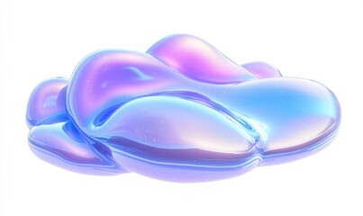 Poster - Iridescent liquid blob, abstract form, white background, design element