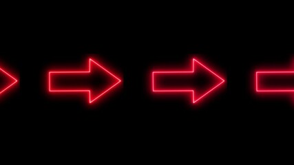 Poster - Directional arrow animation. red color a moving arrow pointing to the right . Animated Light right arrow on black background. 