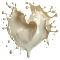 Poster - Captivating creamy splash forming a heart, radiating love and freshness