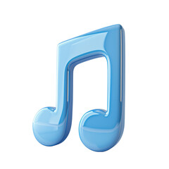 Poster - Aqueous Melody: Luminous Blue Musical Note Isolated on Clean White Canvas