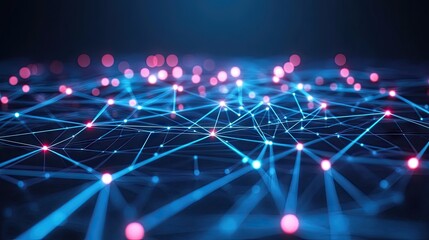 Poster - Abstract network visualization; glowing nodes & lines form complex web, illustrating interconnectedness