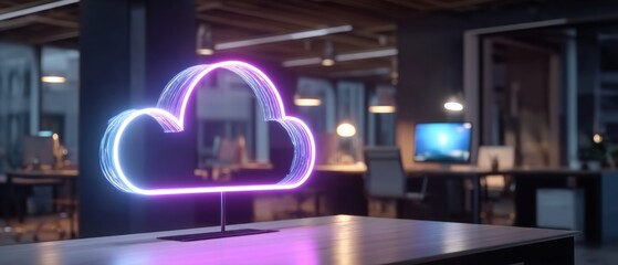 Poster - neon cloud design in modern office