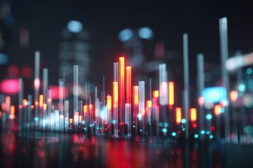 Poster - abstract futuristic glowing city at night