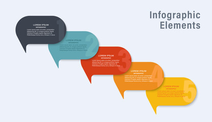 Poster - Speech bubble vector infographic template. Five steps or processes with space for text.