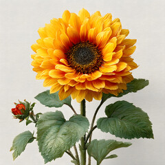 Aufkleber - Sunflower and Rose Bud Composition Against Neutral Textured Background
