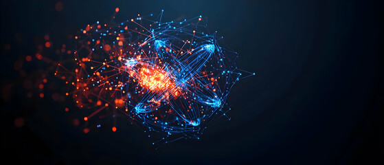 Poster - Abstract Geometric Design With Red And Blue Particles