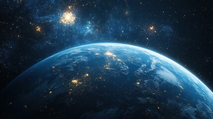 Wall Mural - Earth, night, space, galaxy, lights, cities, planet, cosmos, background,  environmental