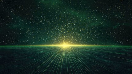 Poster - Illustrate a dreamscape with vibrant lime hues and delightful vibes, featuring shimmering rays 