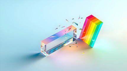 Poster - Abstract Rainbow Pixelated Geometric Blocks Smashing