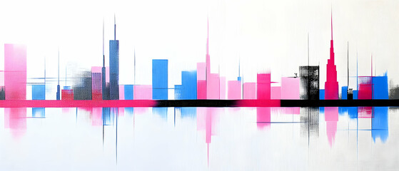 Poster - Abstract Colorful Cityscape Painting