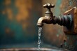© lammone - A close-up shot of a vintage, brass water faucet with dripping water , hardware, object