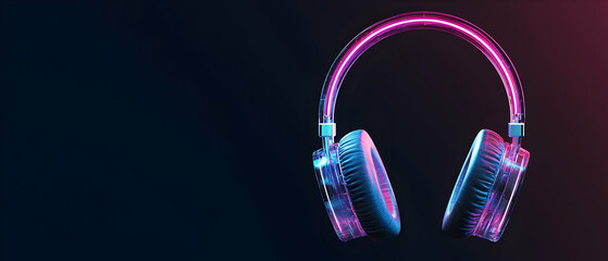 Poster - Glowing Headphones Digital Design