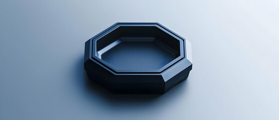 Poster - Dark Octagon Shaped Vessel On Light Grey Background