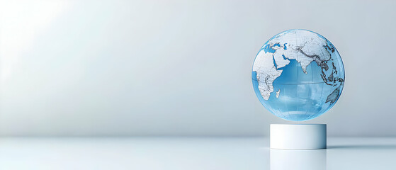 Poster - Modern Glass Earth Globe On White Pedestal