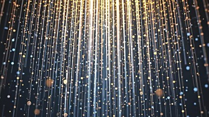 Poster - Radiant sparkling lights cascade digital art abstract visualization dark background close-up view celebration concept for stunning visual impact