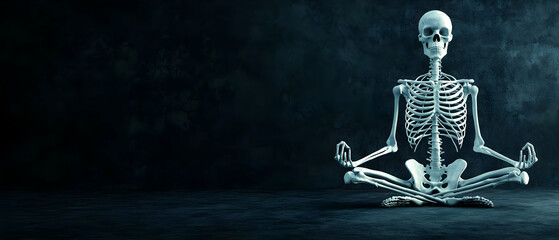 Poster - Pixelated Skeleton In Meditation Pose