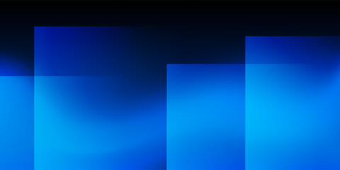Poster - a modern abstract design featuring a smooth blue gradient background with overlapping transparent sq