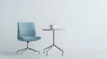 Poster - Light Blue Chair And Table In Modern Minimalist Interior
