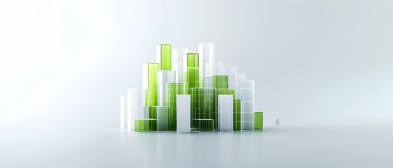 Poster - Abstract Geometric Composition Of Green And White Shapes